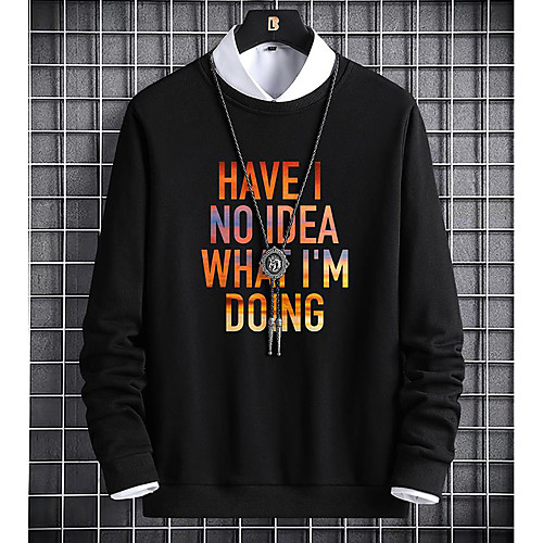 

Men's Pullover Sweatshirt Letter Casual Hoodies Sweatshirts White Black Blue
