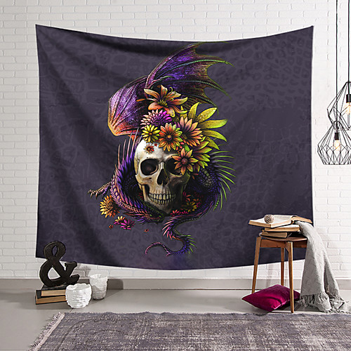 

Wall Tapestry Art Decor Blanket Curtain Hanging Home Bedroom Living Room Decoration Polyester Fiber Still Life Strange Skull Flying Dragon Flower