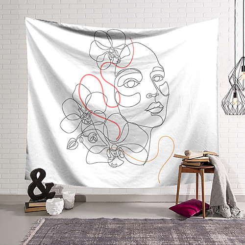 

Sketch Wall Tapestry Art Decor Blanket Curtain Hanging Home Bedroom Living Room Decoration Abstract Flower Girl