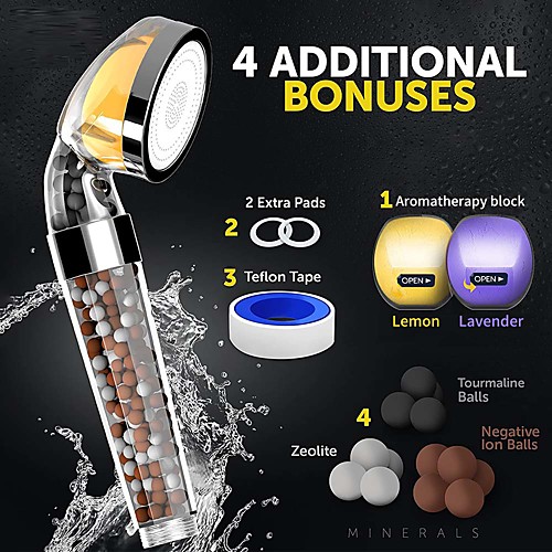 

Bathroom High Pressure Water Saving Shower Head Vitamin C Ionic Shower Filter with Hose Water Softener Showhead Filters Set