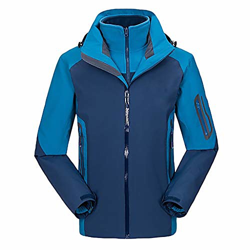 

pandaie men's soft shell jacket hooded sport mountain ski rain jacket waterproof windproof windbreaker coat outwear blue