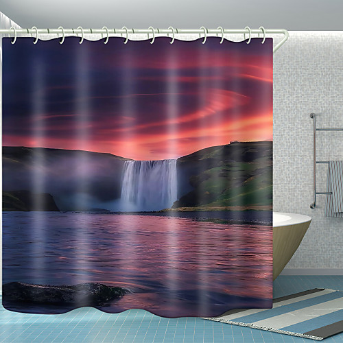 

Huoyun Waterfall River Digital Printing Shower Curtain Shower Curtains Hooks Modern Polyester New Design
