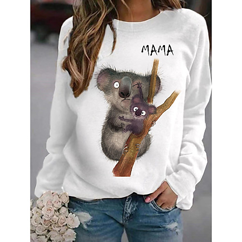 

Women's Pullover Sweatshirt Cartoon Graphic Daily Basic Casual Hoodies Sweatshirts White Black Yellow
