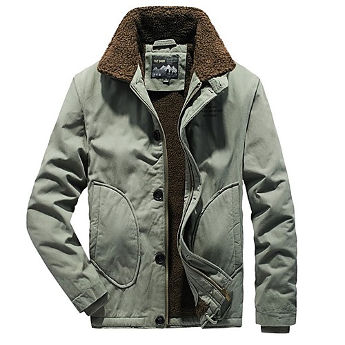 

Men's Hiking Fleece Jacket Winter Outdoor Solid Color Lightweight Windproof Fleece Lining Breathable Winter Jacket Top Fleece Cotton Fishing Climbing Camping / Hiking / Caving Light Army Green
