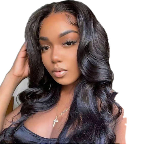 

Human Hair Lace Front Wig Middle Part style Malaysian Hair Body Wave Black Wig 130% Density Classic Women Fashion Women's Short Long Medium Length Human Hair Lace Wig Clytie / Very Long