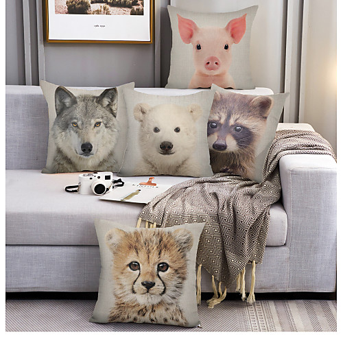 

Cushion Cover 5PCS Linen Soft Decorative Square Throw Pillow Cover Cushion Case Pillowcasefor Sofa Bedroom 45 x 45 cm (18 x 18 Inch) Superior Quality Mashine Washable