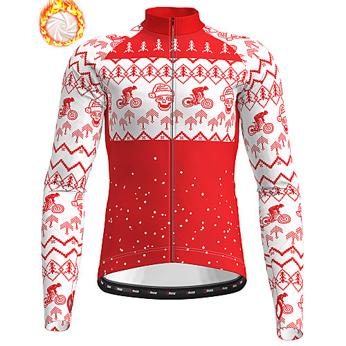 

21Grams Men's Long Sleeve Cycling Jersey Winter Fleece Polyester Red Blue Orange Skull Christmas Bike Jersey Top Mountain Bike MTB Road Bike Cycling Fleece Lining Warm Quick Dry Sports Clothing