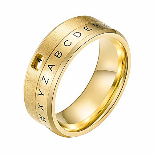 

8mm men's stainless steel alphabet number fidget spinner ring decoder design silver, black, gold