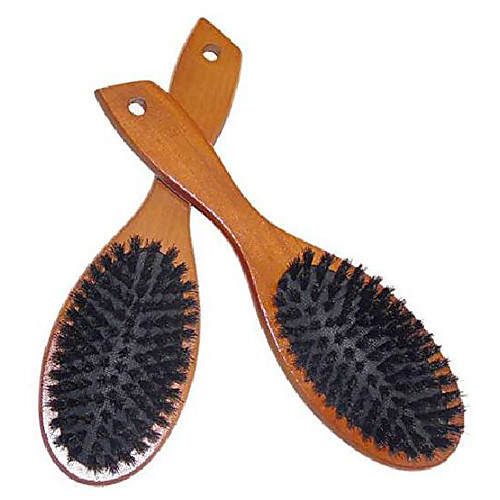 

wooden boar bristle hair brush cushion paddle hairbrush for women, men, kids, styling hair brush and comb set for long, thick, fine, thin, short hair, add more shine and improve hair texture