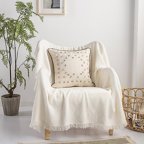 

1 Pc Decorative Throw Cotton Pillow Cover Pillowcase Tassels Embroidery Cushion Cover for Bed Couch Sofa 1818 Inches 4545cm