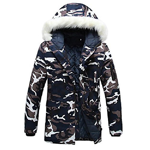 

men's camouflage coats outdoor combat winter jackets parka with hooded faux fur blue x-large