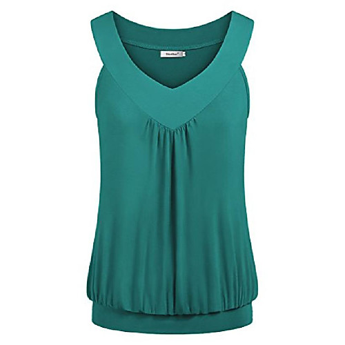 

women's v neck flowy tunics for work, soft comfy casual shirts for office sleeveless stylish tops for summer blouse for female loose fit leisure tank top for junior royal blue xl.