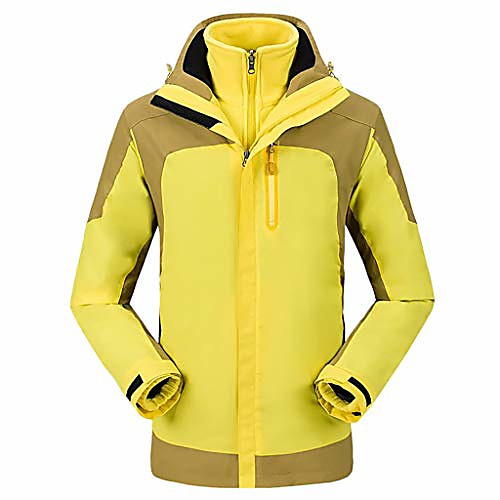 

outdoor jacket men winter ski jacket windbreaker 3 in1 hooded rain coat for traveling climbing hiking yellow