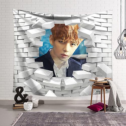 

BTS Wall Tapestry Art Decor Blanket Curtain Hanging Home Bedroom Living Room Decoration Polyester Handsome Star Celebrity