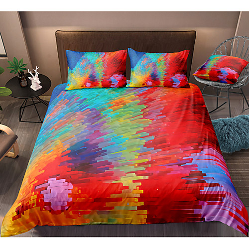 

Colorful Lines 3-Piece Duvet Cover Set Hotel Bedding Sets Comforter Cover with Soft Lightweight Microfiber, Include 1 Duvet Cover, 2 Pillowcases for Double/Queen/King(1 Pillowcase for Twin/Single)