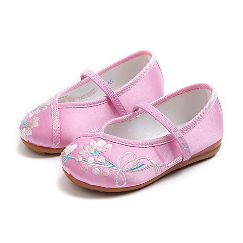 

Girls' Flats Espadrilles Satin Little Kids(4-7ys) Big Kids(7years ) Daily Walking Shoes White Blue Pink Spring Fall