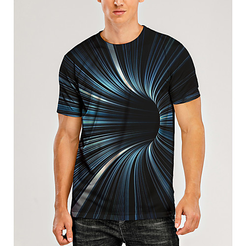 

Men's T shirt 3D Print Graphic Optical Illusion 3D Print Short Sleeve Daily Tops Casual Black / Navy Purple Yellow