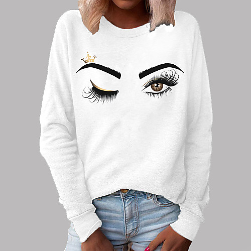 

Women's Pullover Sweatshirt Graphic Portrait Daily Basic Casual Hoodies Sweatshirts White Blushing Pink Gray