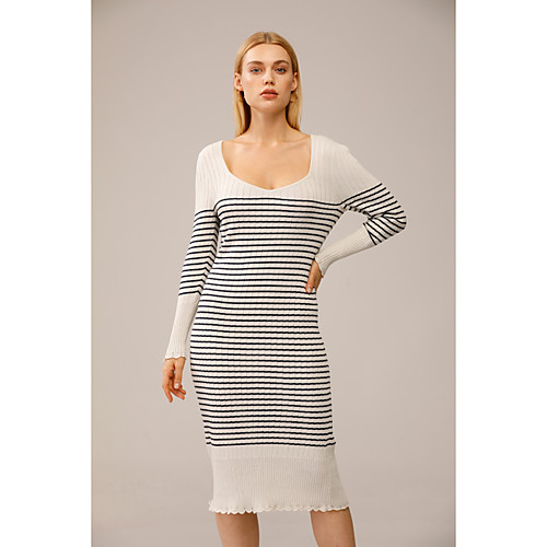 

Women's Knitted Striped Pullover Long Sleeve Sweater Cardigans V Neck Fall Winter Light gray