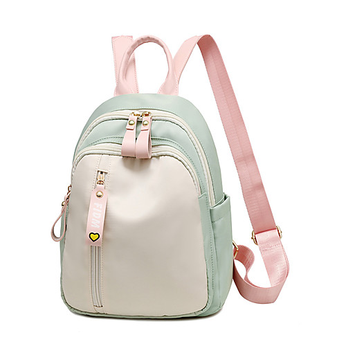 

Women's Oxford School Bag Mini Backpack Large Capacity Pattern / Print Zipper Color Block Daily Outdoor Backpack Black / White Black Yellow Khaki Green