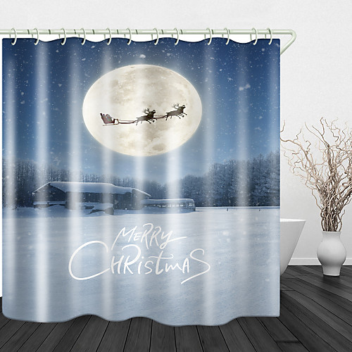 

Christmas In The Snow Print Waterproof Fabric Shower Curtain For Bathroom Home Decor Covered Bathtub Curtains Liner Includes With Hooks