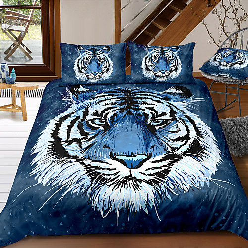 

Tiger Print 3-Piece Duvet Cover Set Hotel Bedding Sets Comforter Cover with Soft Lightweight Microfiber For Holiday Decoration(Include 1 Duvet Cover and 1or 2 Pillowcases)