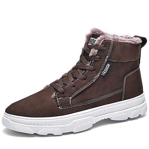 

Men's Boots Casual Daily Walking Shoes PU Breathable Non-slipping Wear Proof Black Brown Gray Winter
