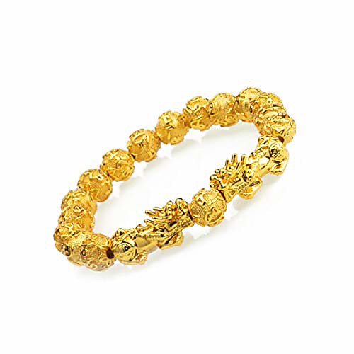 

prime feng shui bracelet prosperity bling golden mantra bead bracelet with double pi xiu/pi yao attract wealth and good luck best gift(10mm)