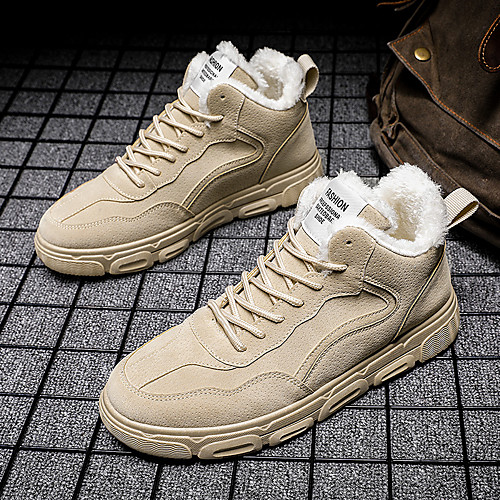 

Men's Sneakers Casual Daily Walking Shoes PU Breathable Non-slipping Wear Proof Black Khaki Gray Winter