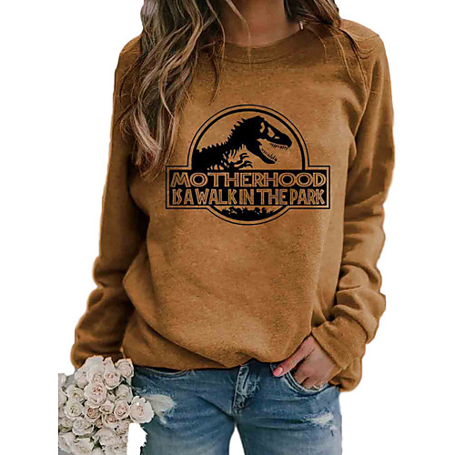 

Women's Pullover Sweatshirt Print Animal Patchwork Daily Other Prints Casual Hoodies Sweatshirts Blue Red Khaki