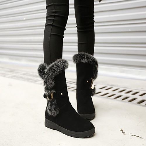 

Women's Boots Platform Round Toe Daily PU Synthetics Black Red