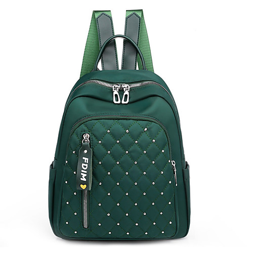 

Women's Polyester PU School Bag Commuter Backpack Large Capacity Breathable Rivet Zipper Solid Color School Office & Career White Black Green