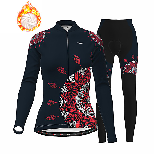

21Grams Women's Long Sleeve Cycling Jersey with Tights Winter Fleece Polyester Black Christmas Bike Clothing Suit Thermal Warm Fleece Lining Breathable 3D Pad Warm Sports Graphic Mountain Bike MTB