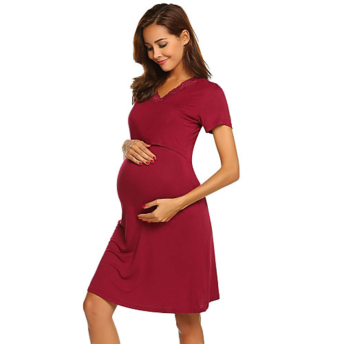 

ladies maternity dress pregnancy dress ruched nursing dress discrete nursing stretch dress