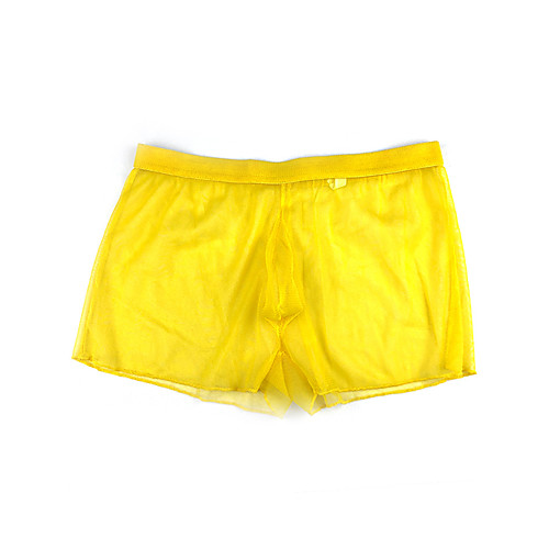 

Men's 1 Piece Mesh Boxers Underwear - Normal Low Waist Black Yellow One-Size