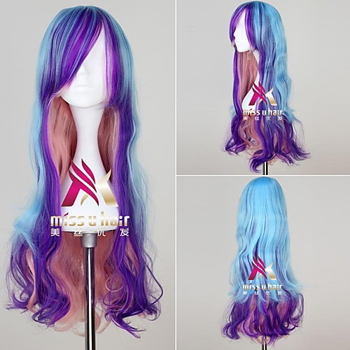 

Synthetic Wig Cosplay Wig Curly Asymmetrical With Bangs Wig Long Rainbow Synthetic Hair 28 inch Women's Fashionable Design Cosplay Soft Mixed Color hairjoy