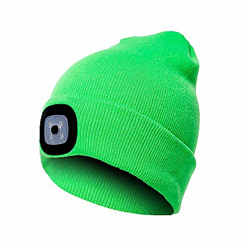 

led beanie hat with light,usb rechargeable light up hat with adjustable brightness,ultra soft material(fluorescent green)