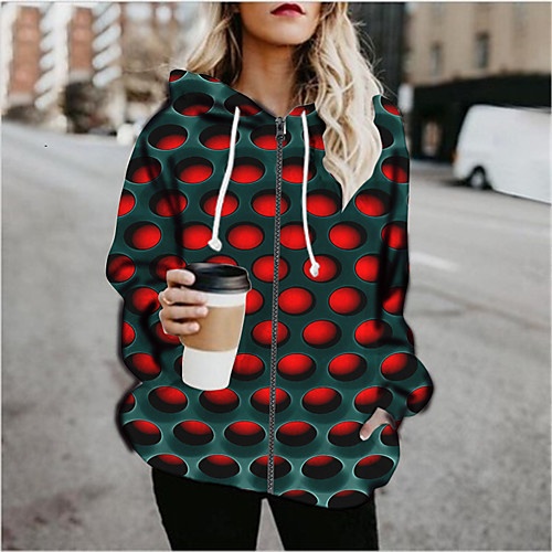 

Women's Pullover Hoodie Sweatshirt Graphic 3D Print Daily Going out 3D Print Basic Hoodies Sweatshirts Red