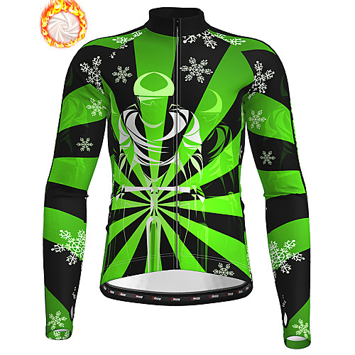 

21Grams Men's Long Sleeve Cycling Jersey Winter Fleece Polyester Red Blue Green Christmas Santa Claus Bike Jersey Top Mountain Bike MTB Road Bike Cycling Fleece Lining Warm Quick Dry Sports Clothing