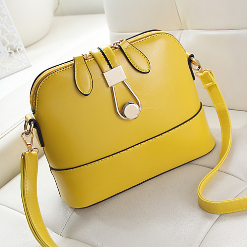 

Women's Bags PU Leather Crossbody Bag Dome Bag Buttons Zipper Plain Daily Going out 2021 Chain Bag MessengerBag Black Yellow Beige