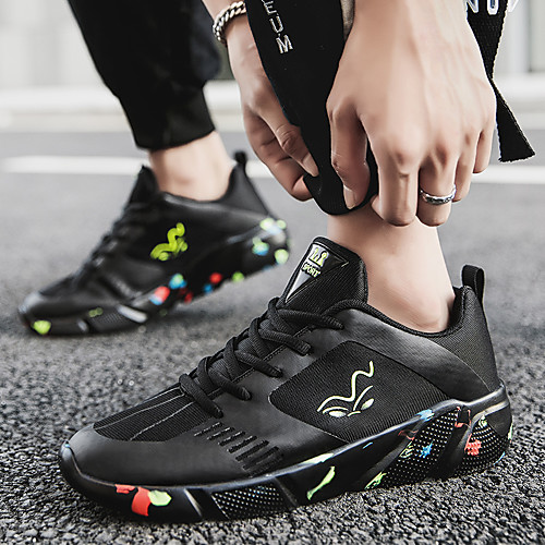 

Unisex Trainers Athletic Shoes Casual Daily Outdoor Running Shoes Walking Shoes Canvas Breathable Non-slipping Wear Proof Black and White Black Rainbow Fall Spring
