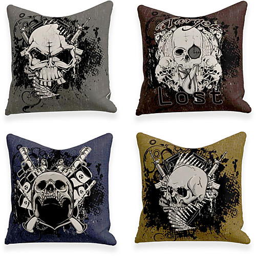 

Cushion Cover 4PC Linen Soft Decorative Square Throw Pillow Cover Cushion Case Pillowcase for Sofa Bedroom 45 x 45 cm (18 x 18 Inch) Superior Quality Machine Washable