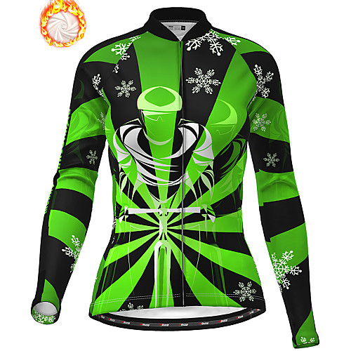 

21Grams Women's Long Sleeve Cycling Jersey Winter Fleece Polyester Purple Red Green Christmas Santa Claus Bike Jersey Top Mountain Bike MTB Road Bike Cycling Fleece Lining Warm Quick Dry Sports