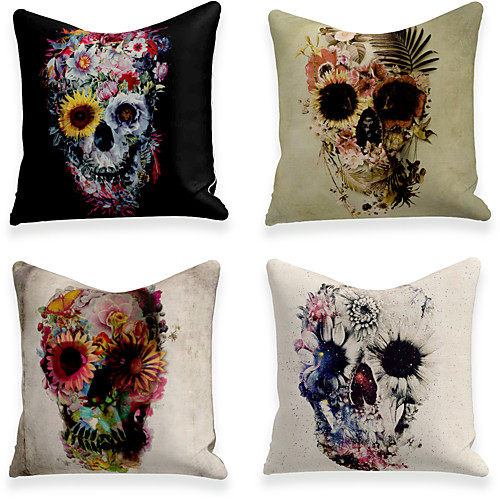 

Cushion Cover 4PC Linen Soft Decorative Square Throw Pillow Cover Cushion Case Pillowcase for Sofa Bedroom 45 x 45 cm (18 x 18 Inch) Superior Quality Machine Washable