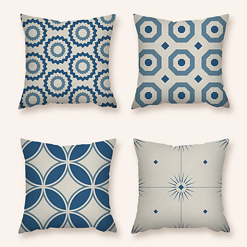 

Cushion Cover 4PC Linen Soft Decorative Square Throw Pillow Cover Cushion Case Pillowcase for Sofa Bedroom 45 x 45 cm (18 x 18 Inch) Superior Quality Machine Washable