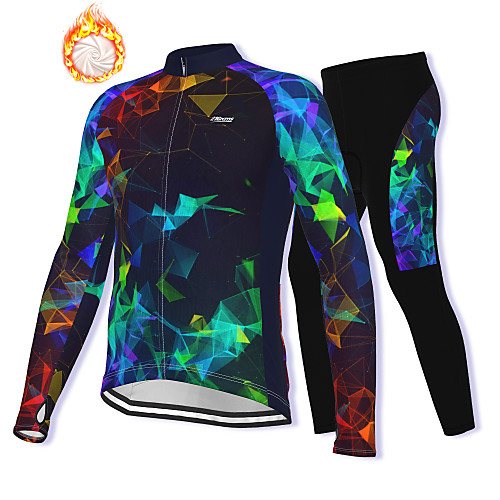 

21Grams Men's Long Sleeve Cycling Jacket with Pants Winter Fleece Spandex Dark Navy Bike Fleece Lining Warm Sports Graphic Mountain Bike MTB Road Bike Cycling Clothing Apparel / Stretchy / Athleisure