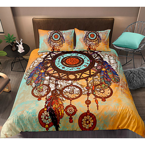 

Indian Style Dreamcatcher 3-Piece Duvet Cover Set Hotel Bedding Sets Comforter Cover with Soft Lightweight Microfiber For Room Decoration(Include 1 Duvet Cover and 1or 2 Pillowcases)