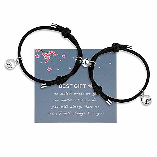 

2 pcs mutual attraction magnetic couple bracelet vows of eternal love handmade braided rope bracelets jewelry gifts for women men lover (heart)