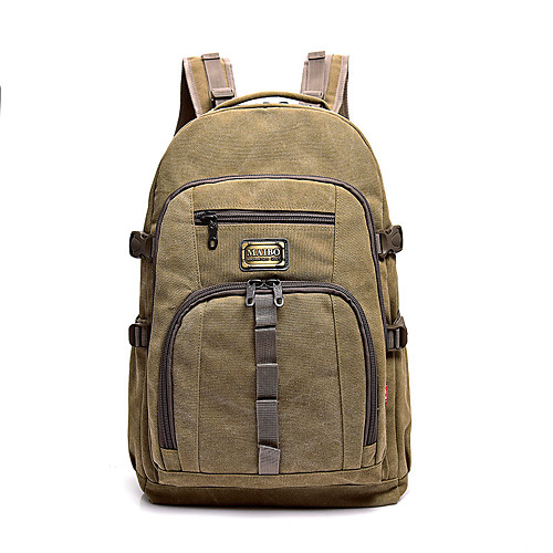 

Unisex Canvas School Bag Commuter Backpack Large Capacity Zipper Solid Color Daily Outdoor Backpack Black Army Green Khaki Coffee