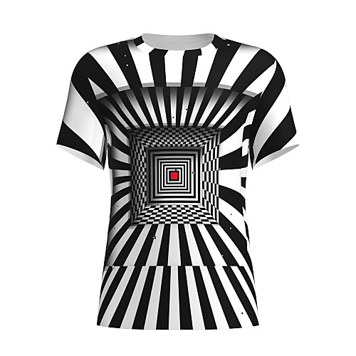 

Men's T shirt 3D Print Graphic Optical Illusion 3D Print Short Sleeve Daily Tops Black / White